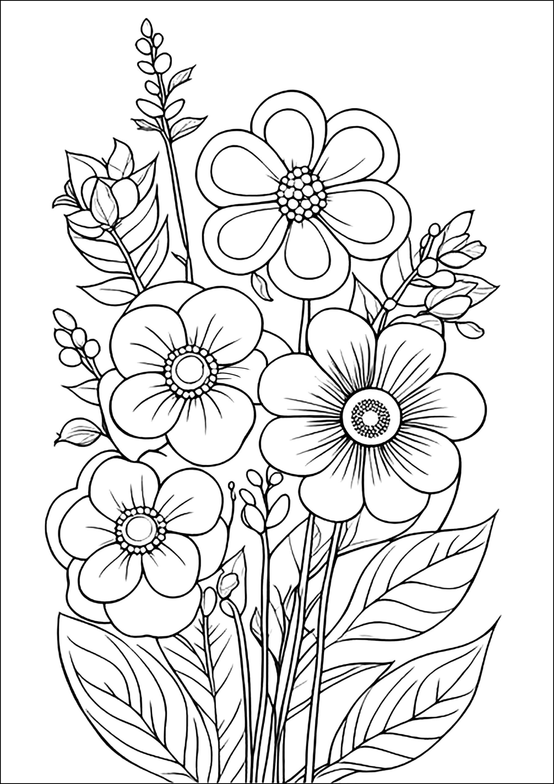 Beautiful Printable Flowers Coloring Pages NBKomputer