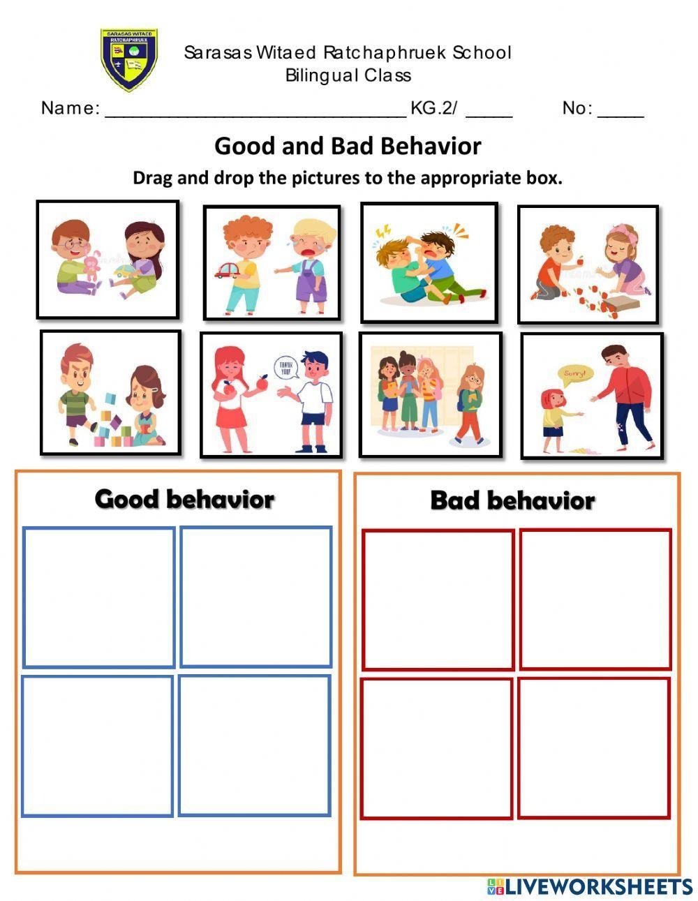 behavior worksheets for kids printable