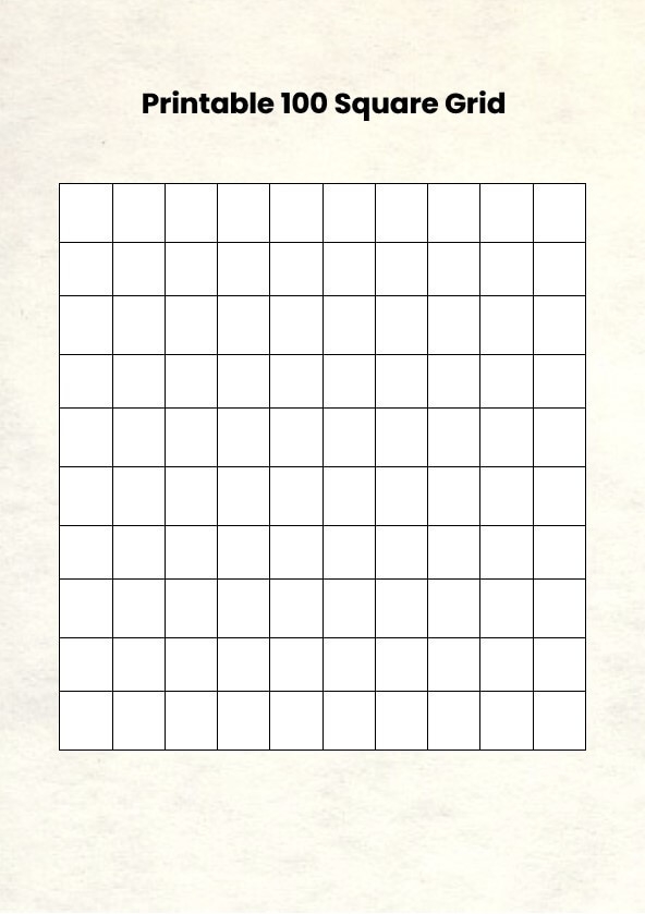 Blank 100 Square Grid Printable Room Surf
