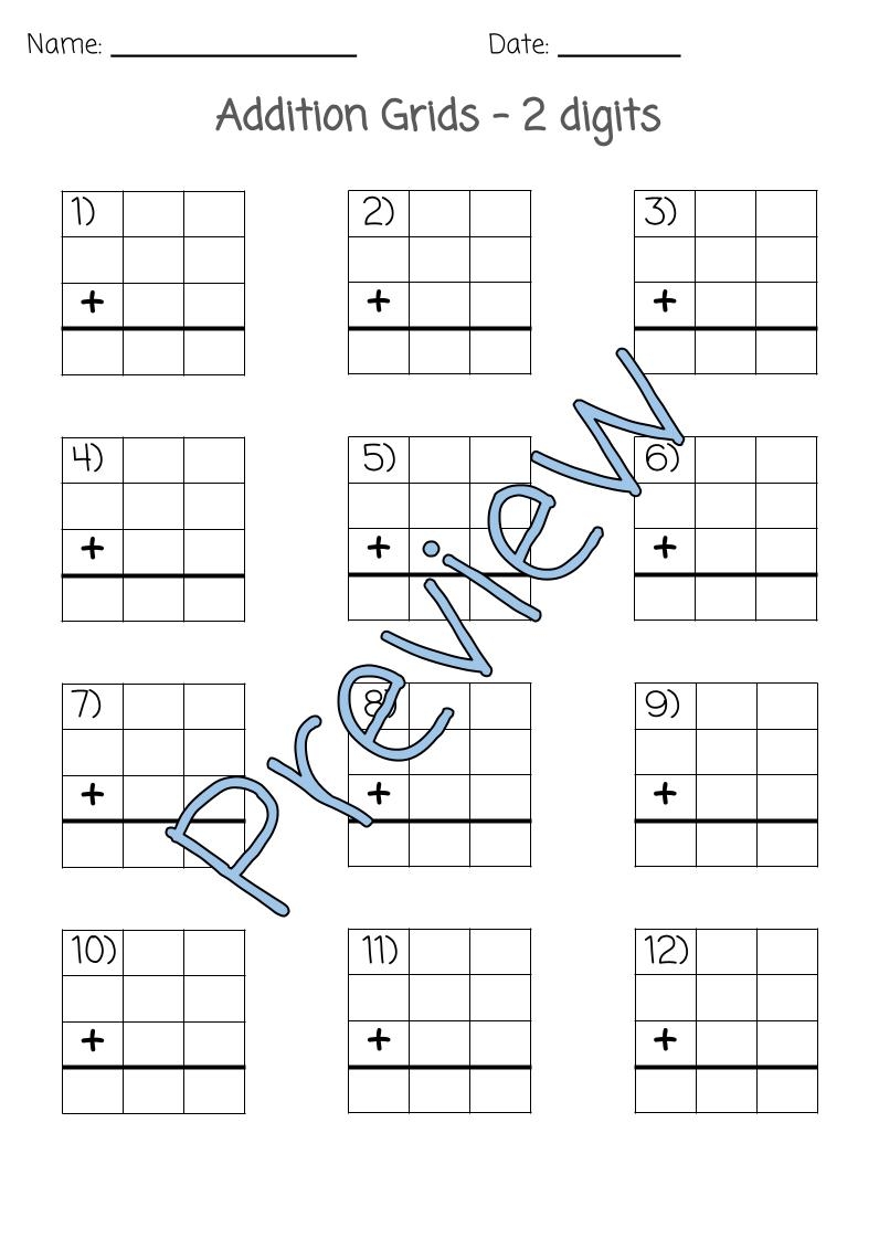 Blank Addition And Subtraction Grids 10 Ready To Print Pages 