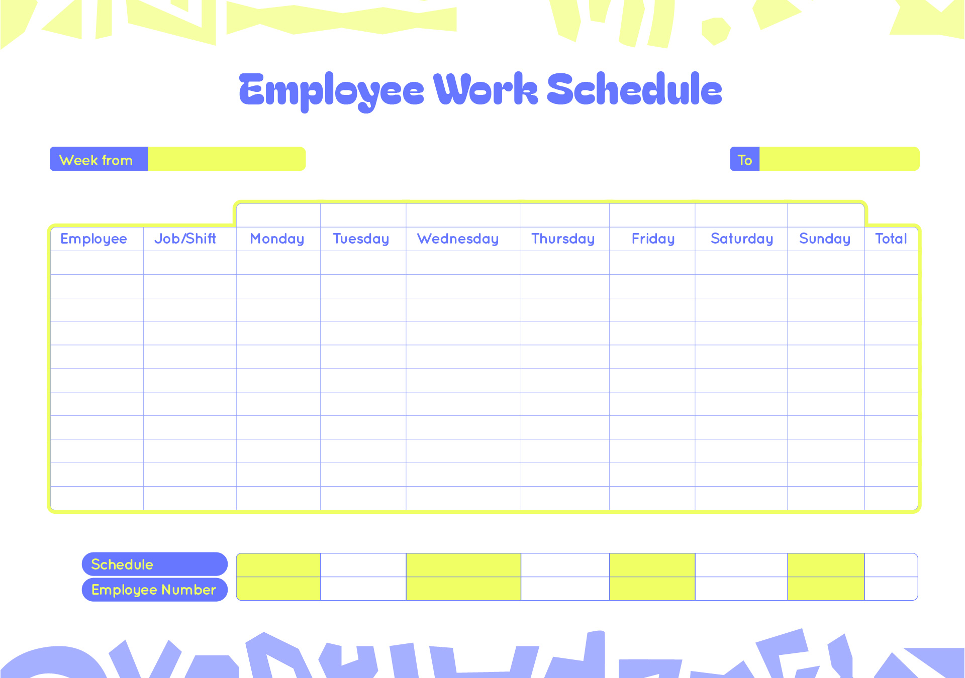 Blank Employee Schedules 20 Free PDF Printables Printablee