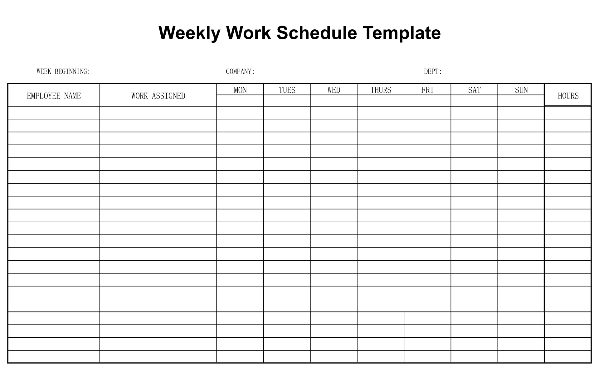 Blank Printable Schedule Template Printableblank