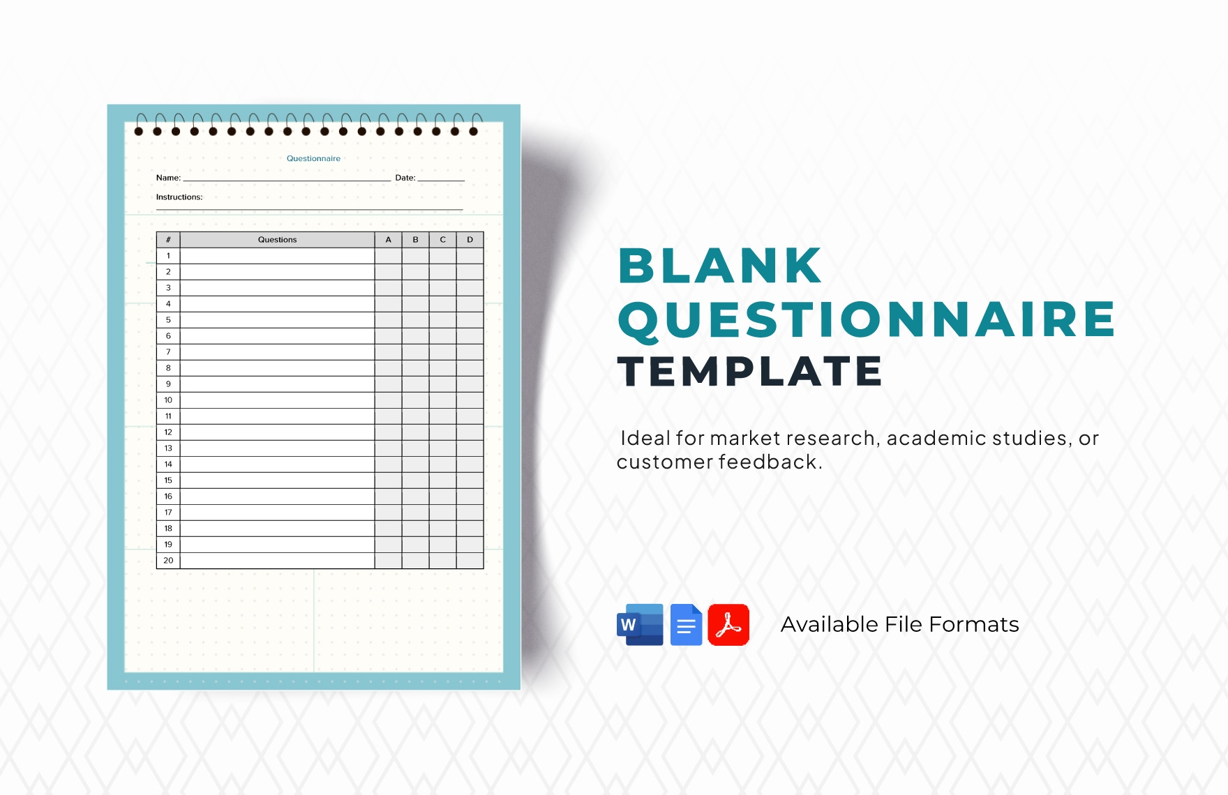 Blank Questionnaire Template In Google Docs Word PDF Download