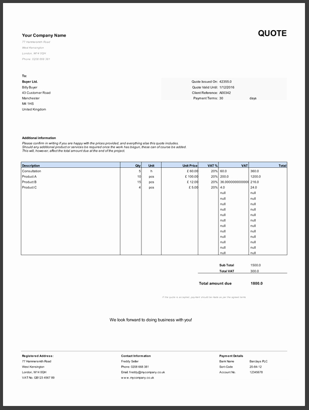 blank quote form template