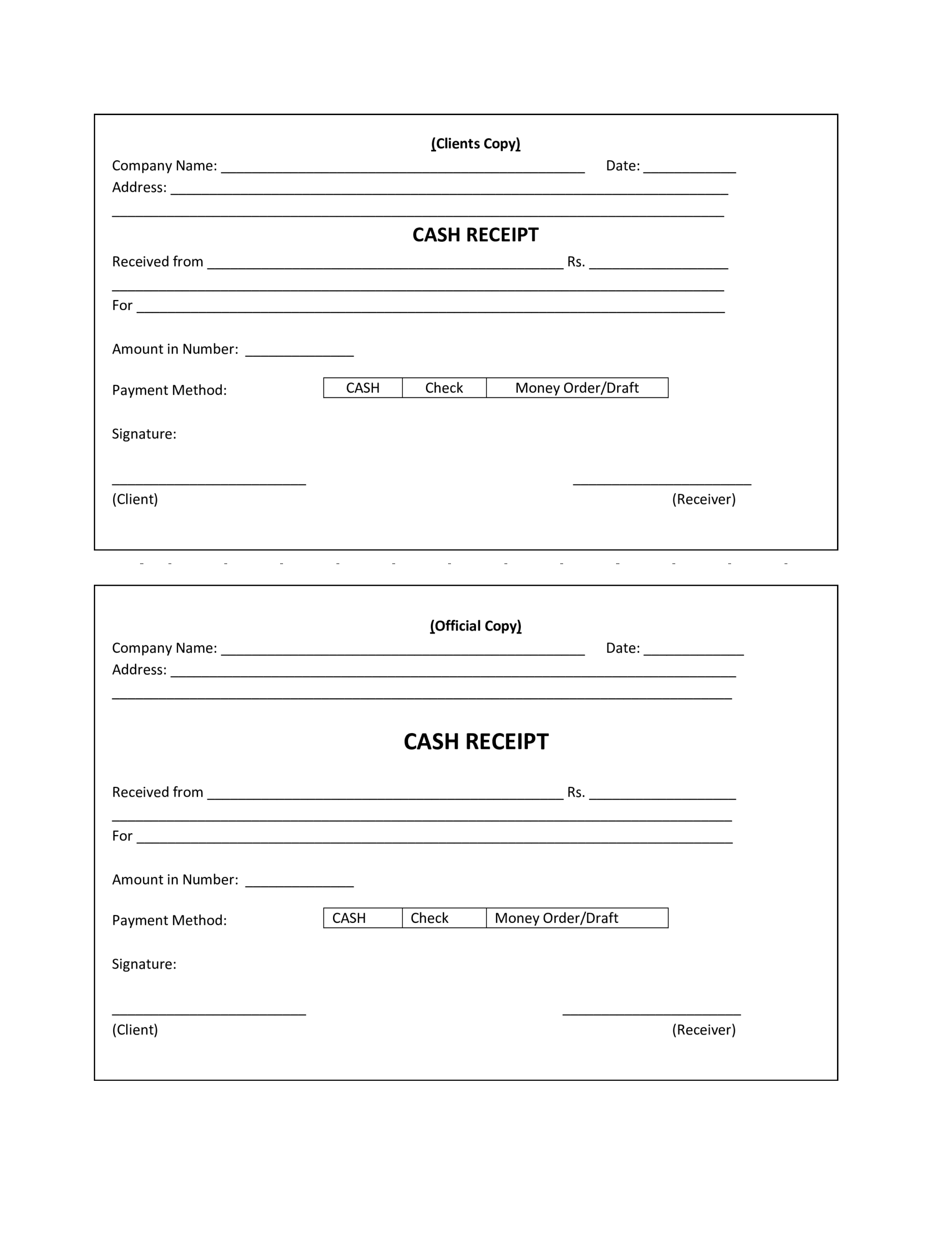 Blank Receipt Form Printable Printable Forms Free Online