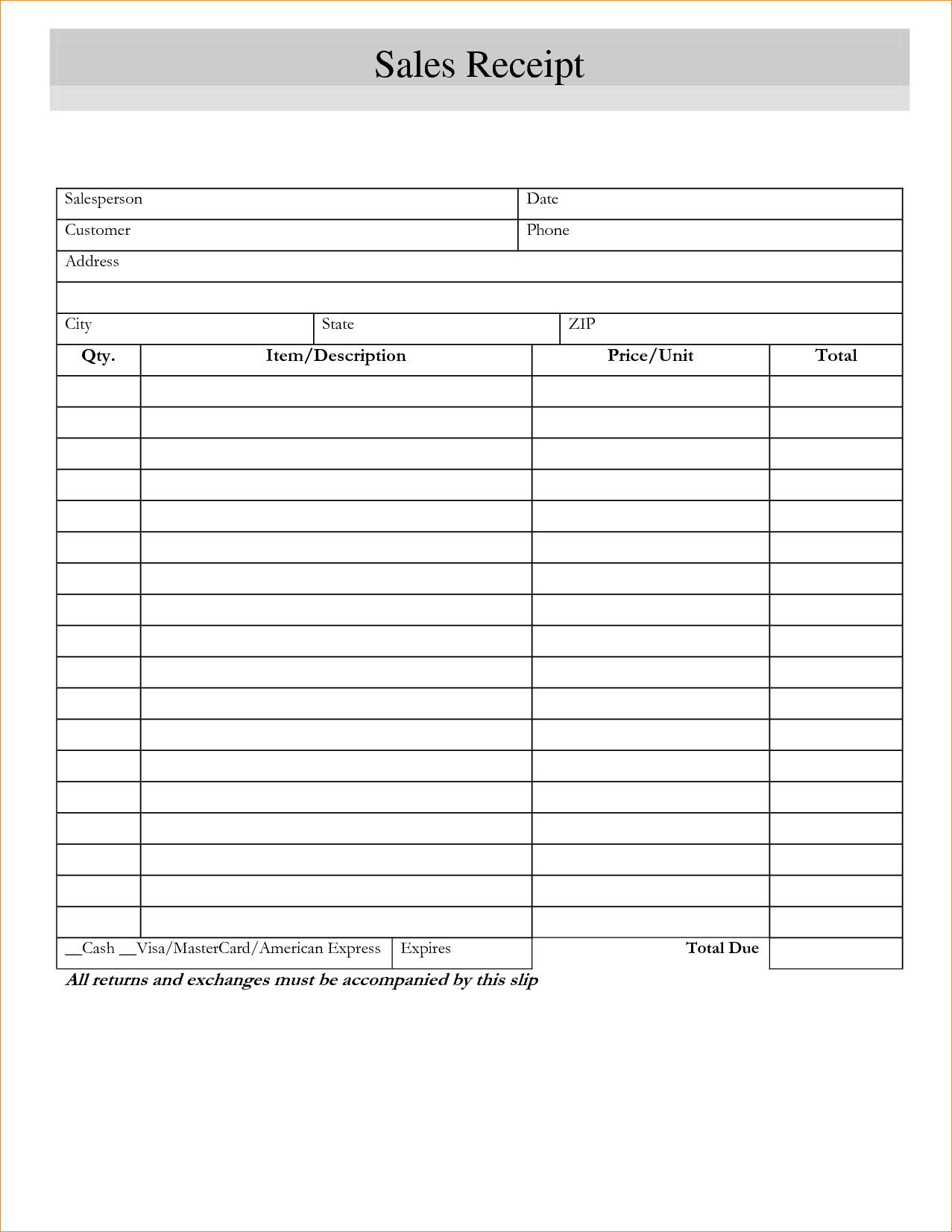 Blank Receipt Template Microsoft Word Printable Receipt Template The 