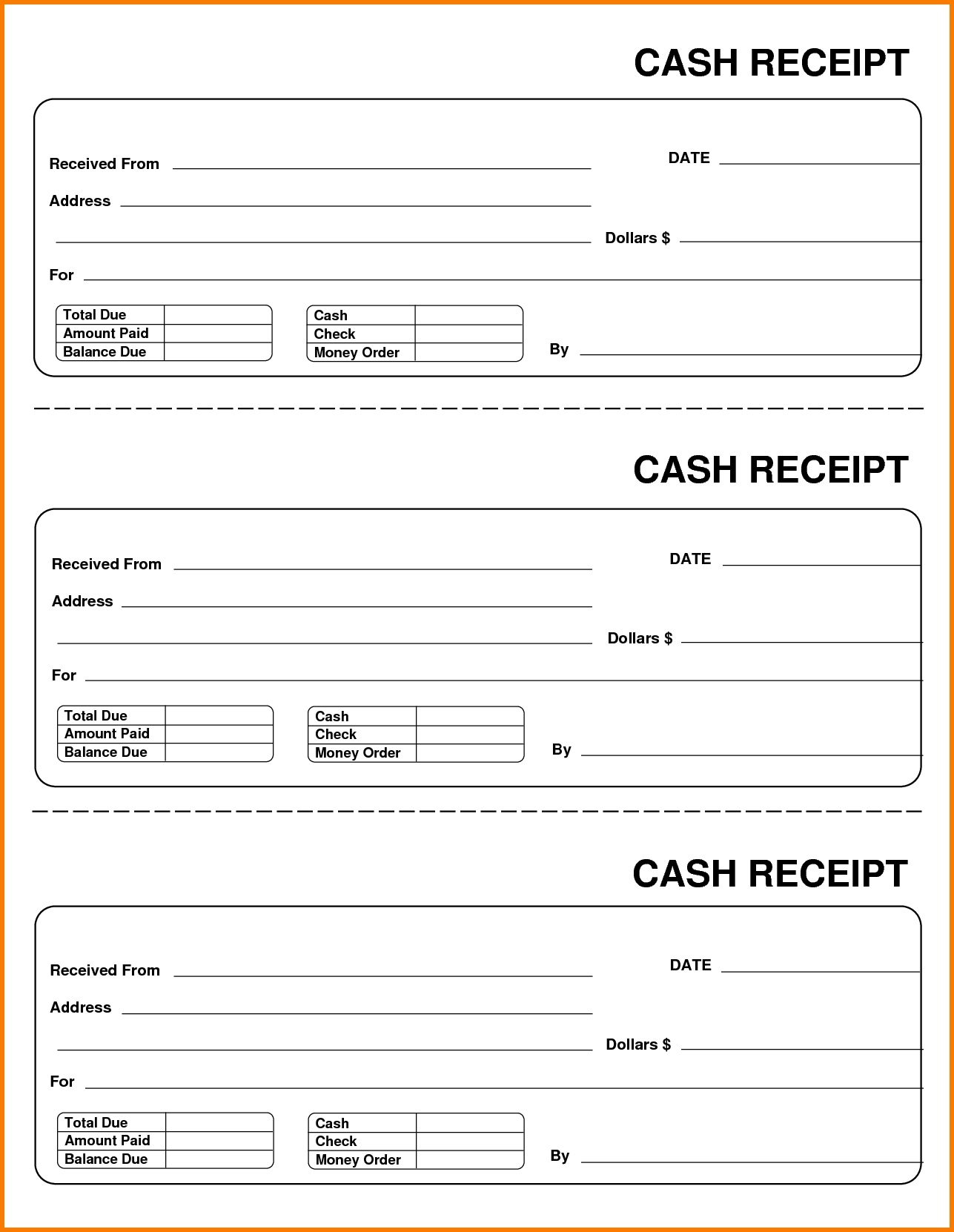 Blank Receipt Template Pdf Printable Receipt Template
