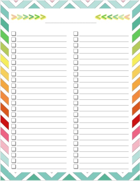 Blank Weekly Checklist Template Printable