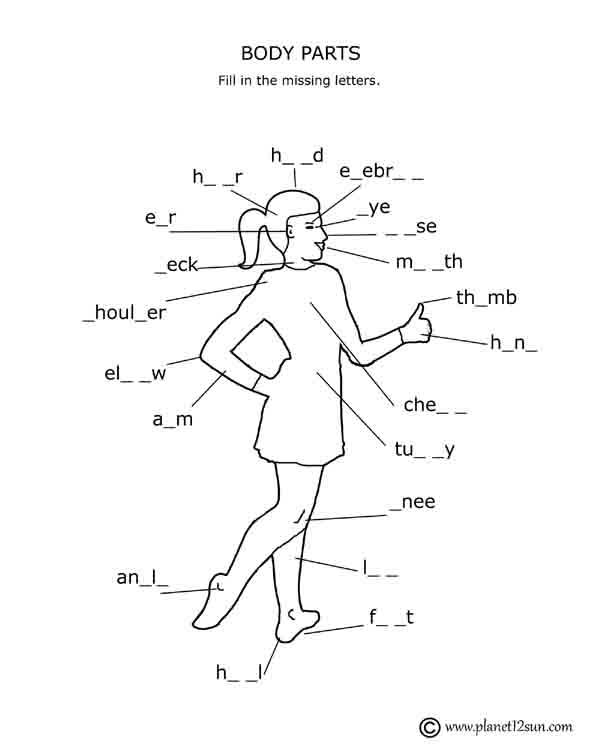 Body Parts Spelling Words Genius777 PRINTABLES