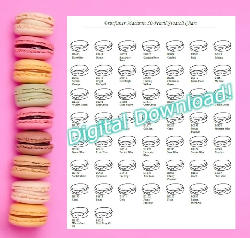 Brutfuner 50 Macaron Swatch Chart Etsy