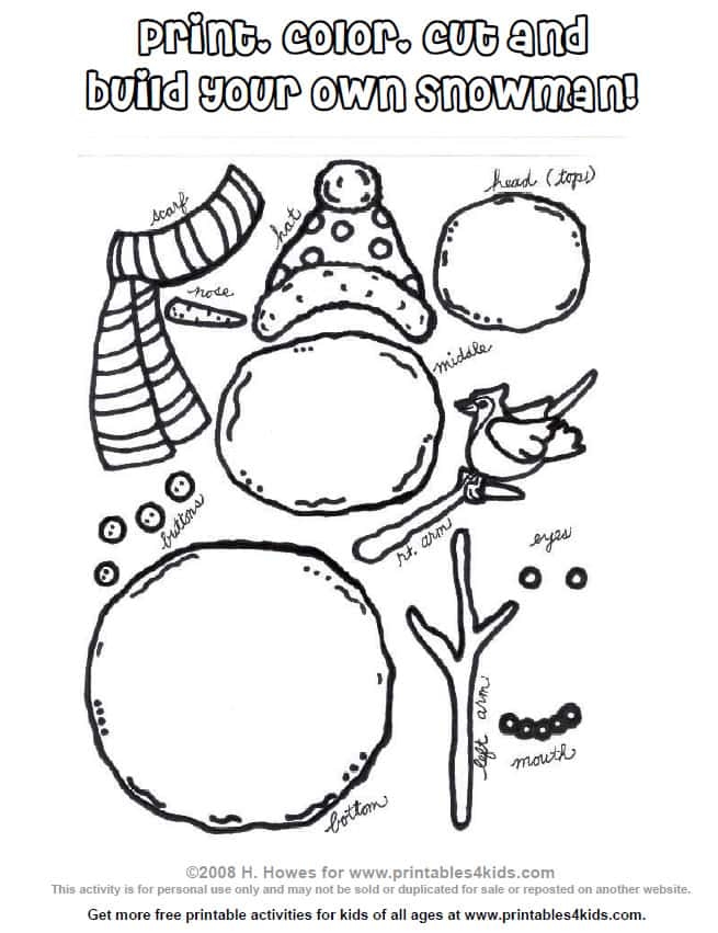 Build Your Own Snowman Printable Design Dazzle
