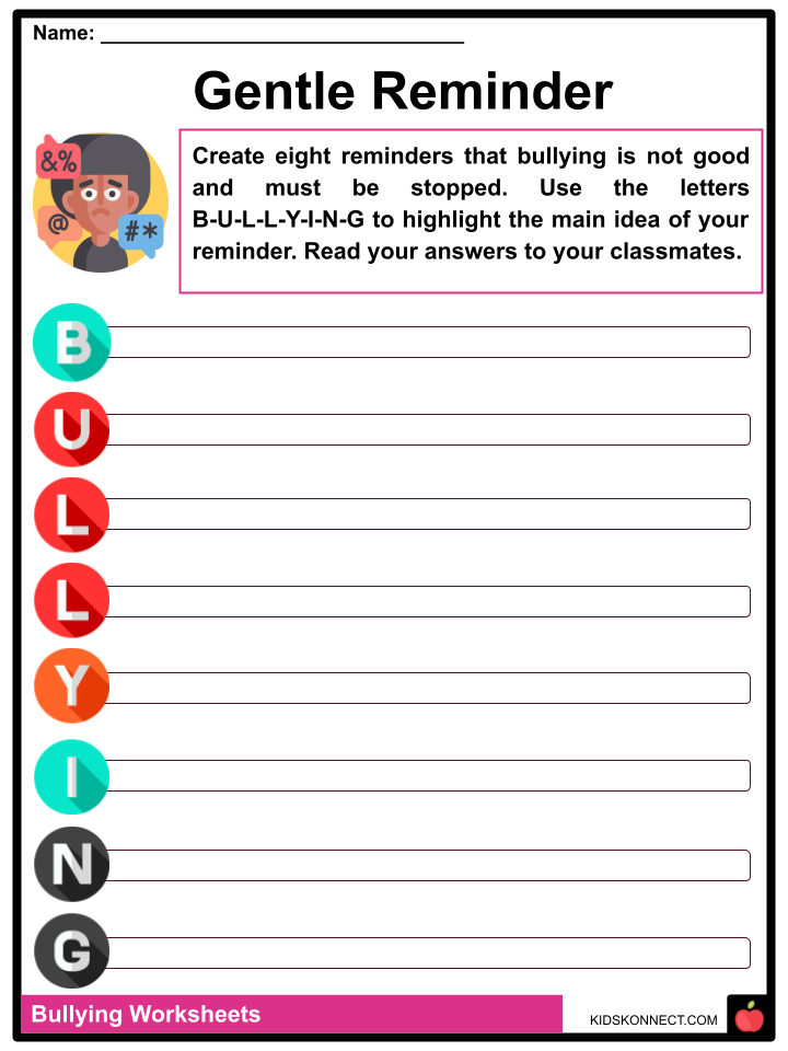 Bullying Worksheets Facts Definition Types Response Worksheets 