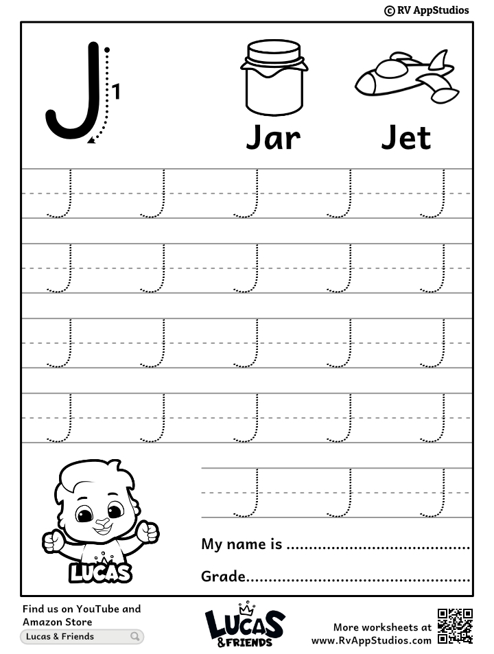 tracing letter j printable