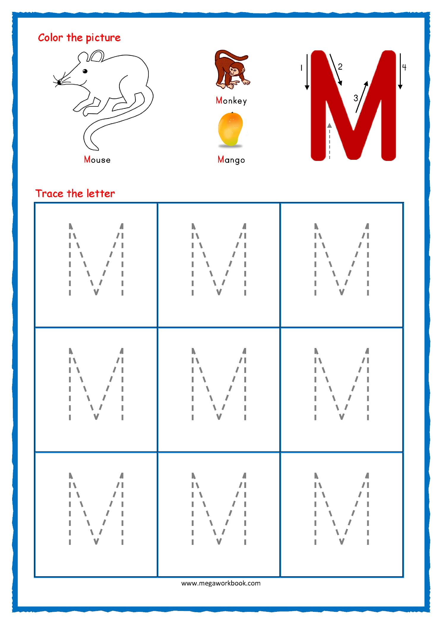 Capital Letter M Tracing Worksheets Letter Tracing Worksheets
