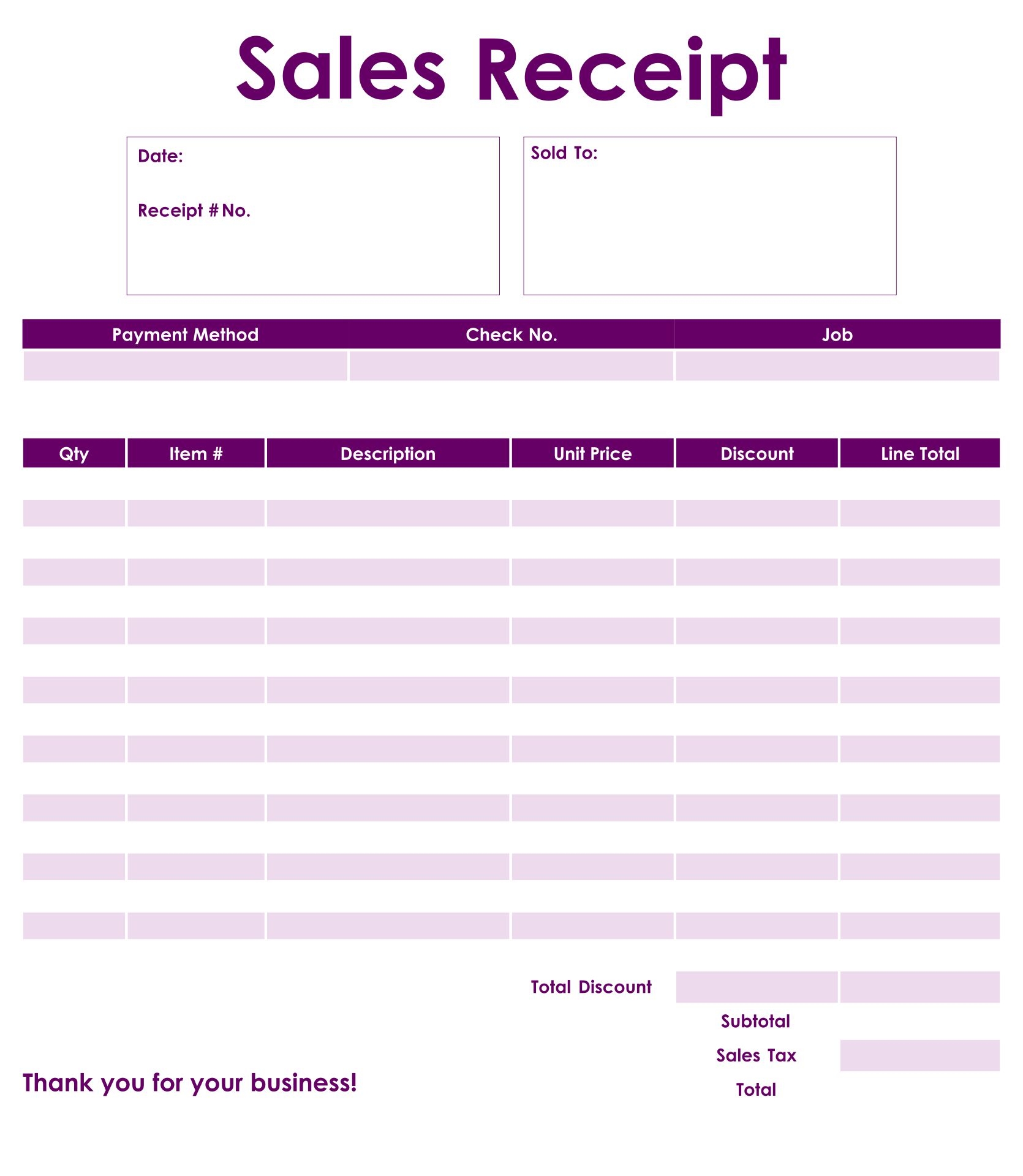 printable receipt template