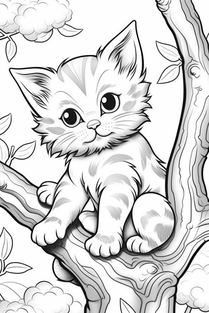 a coloring page of a cat