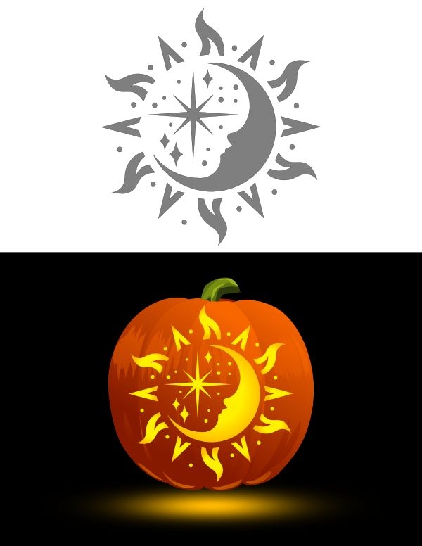 Celestial Pumpkin Stencil For Halloween Carving