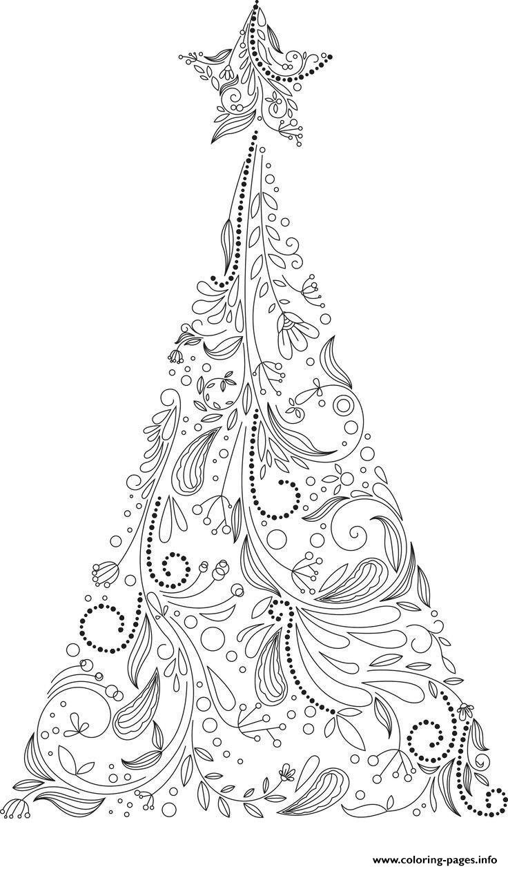 Christmas Adult Tree Coloring Pages Printable