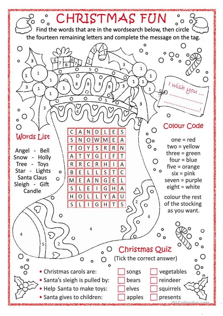 Christmas Fun Worksheets Printable Free Free Printable