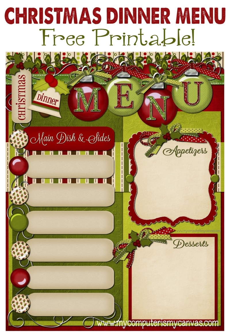 menu printable template