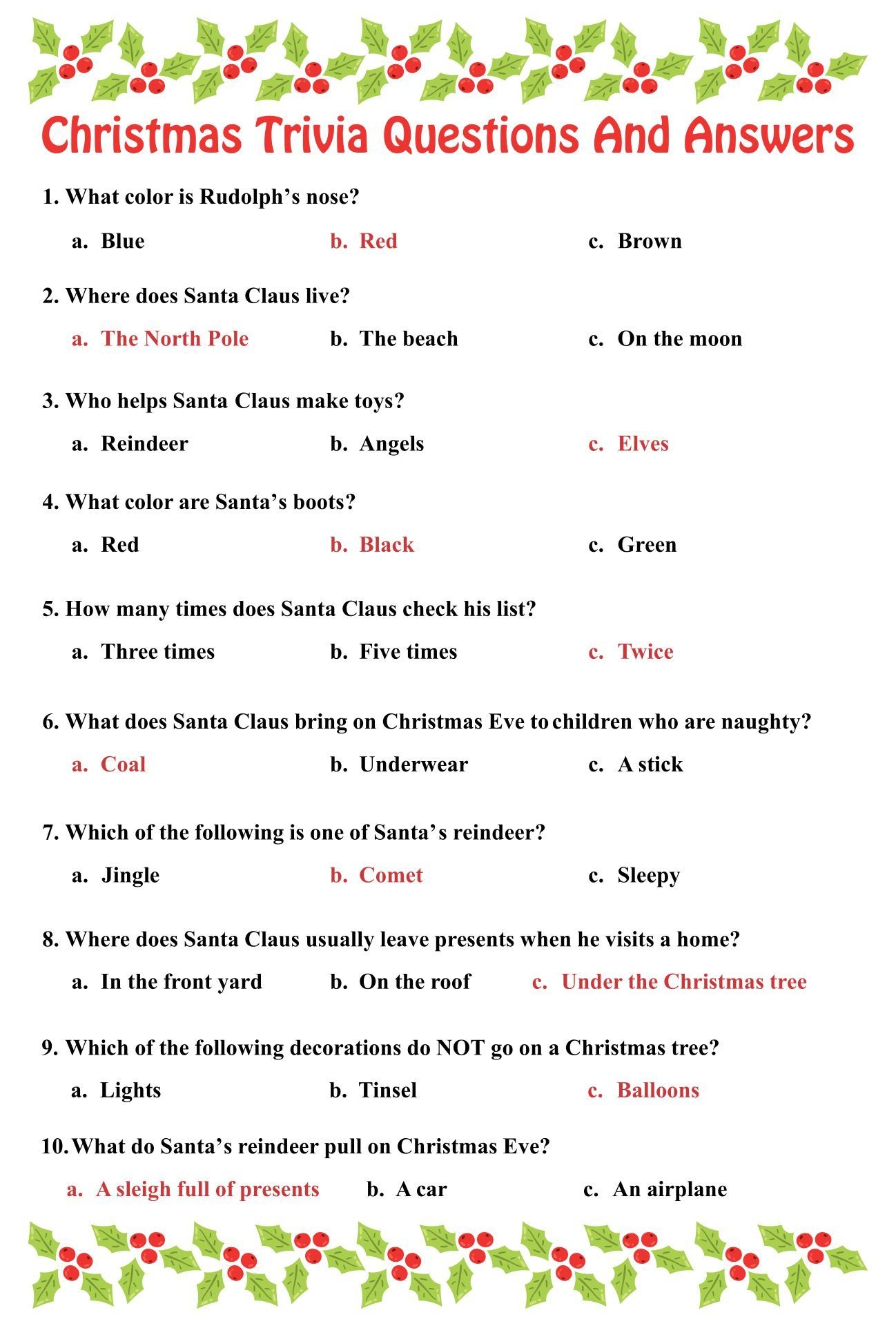 printable trivia and answers
