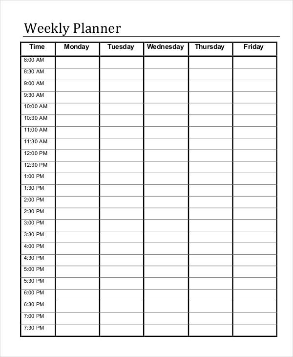 printable week planner sheets