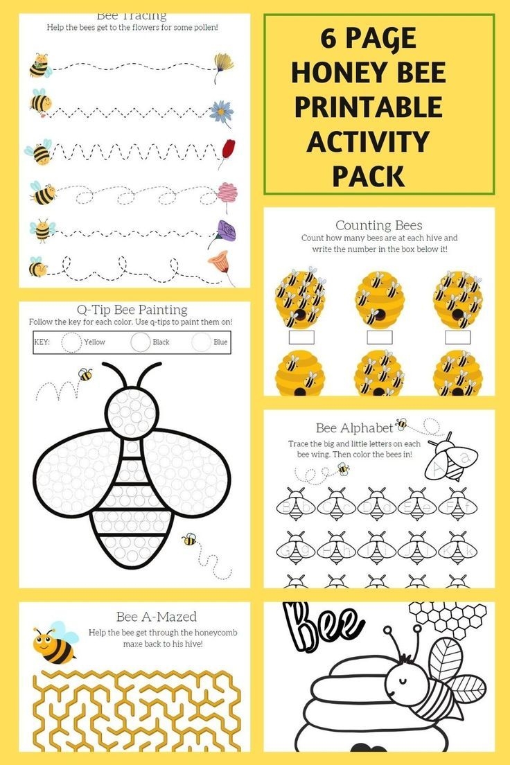 Collage Of Bee Coloring Pages Math Skills Mazes Line Tracing And 
