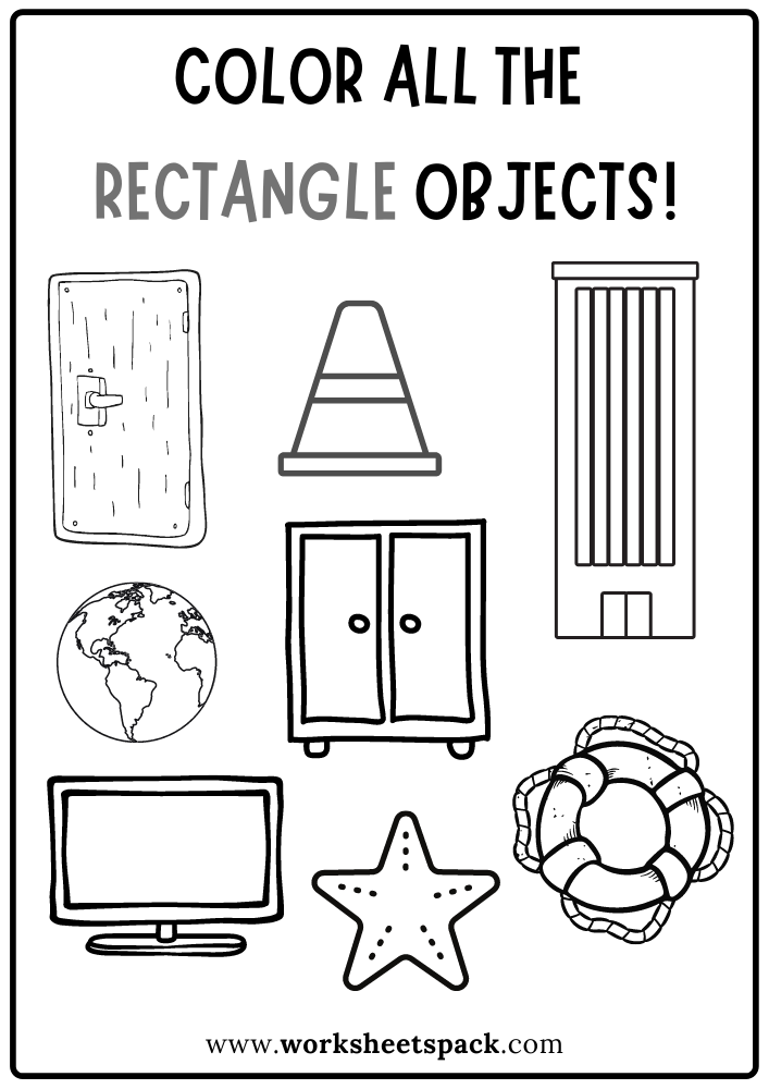 Color All The Rectangles Worksheet Rectangle Shape Activity Sheets 
