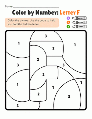 Color By Number Letter F Worksheet Education