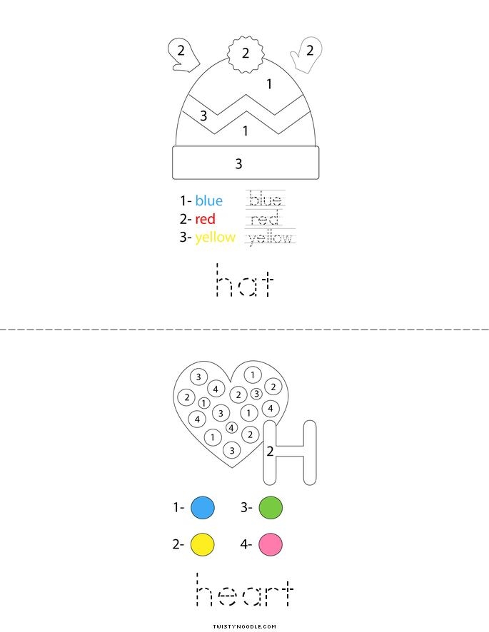 Color By Number Letter H Book Twisty Noodle