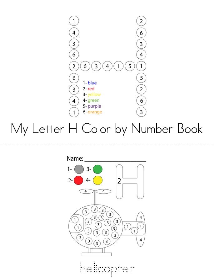 Color By Number Letter H Book Twisty Noodle