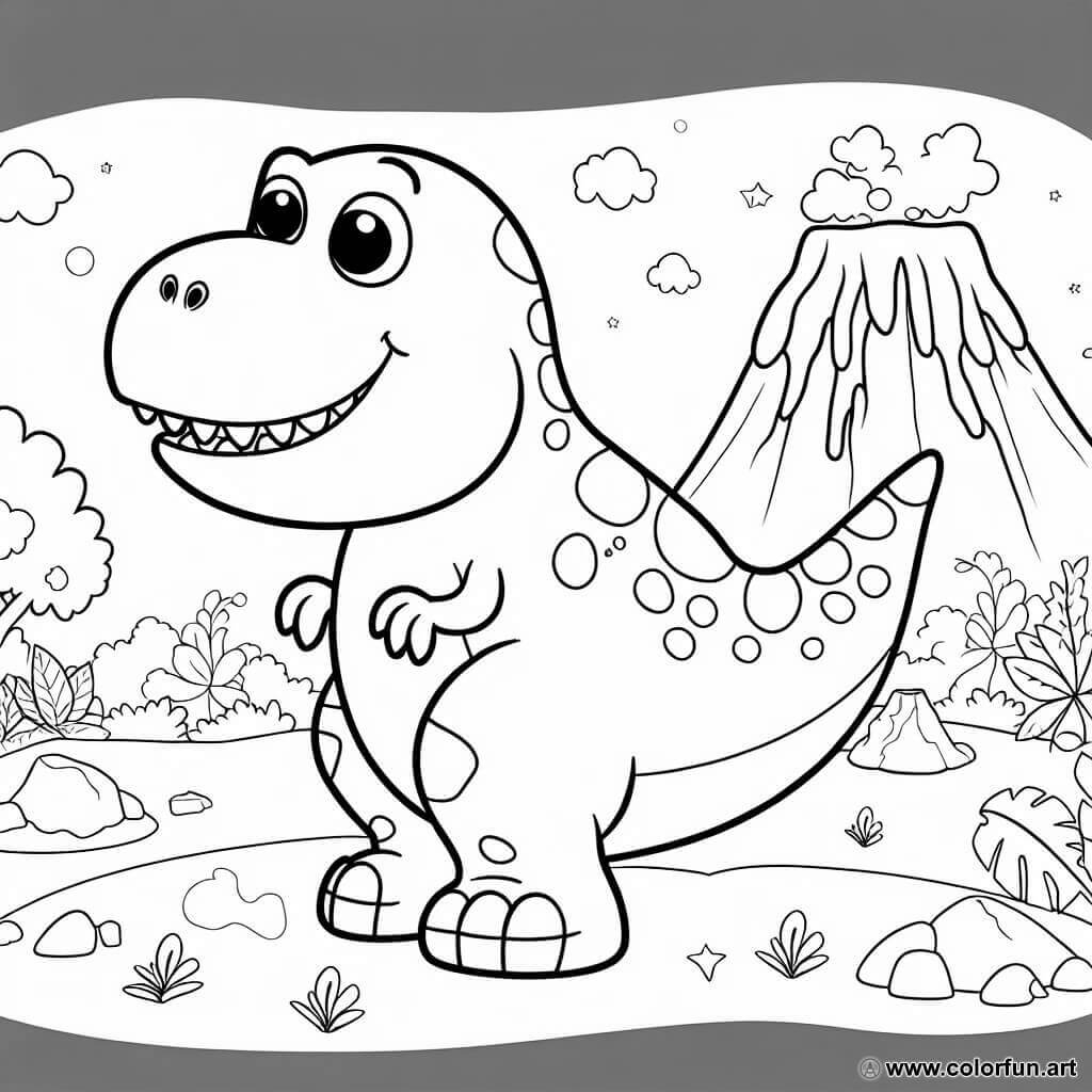 Coloring Page Of Cute T Rex Download Or Print For Free