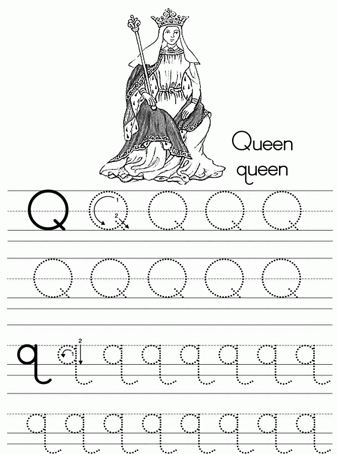 q is for queen coloring page