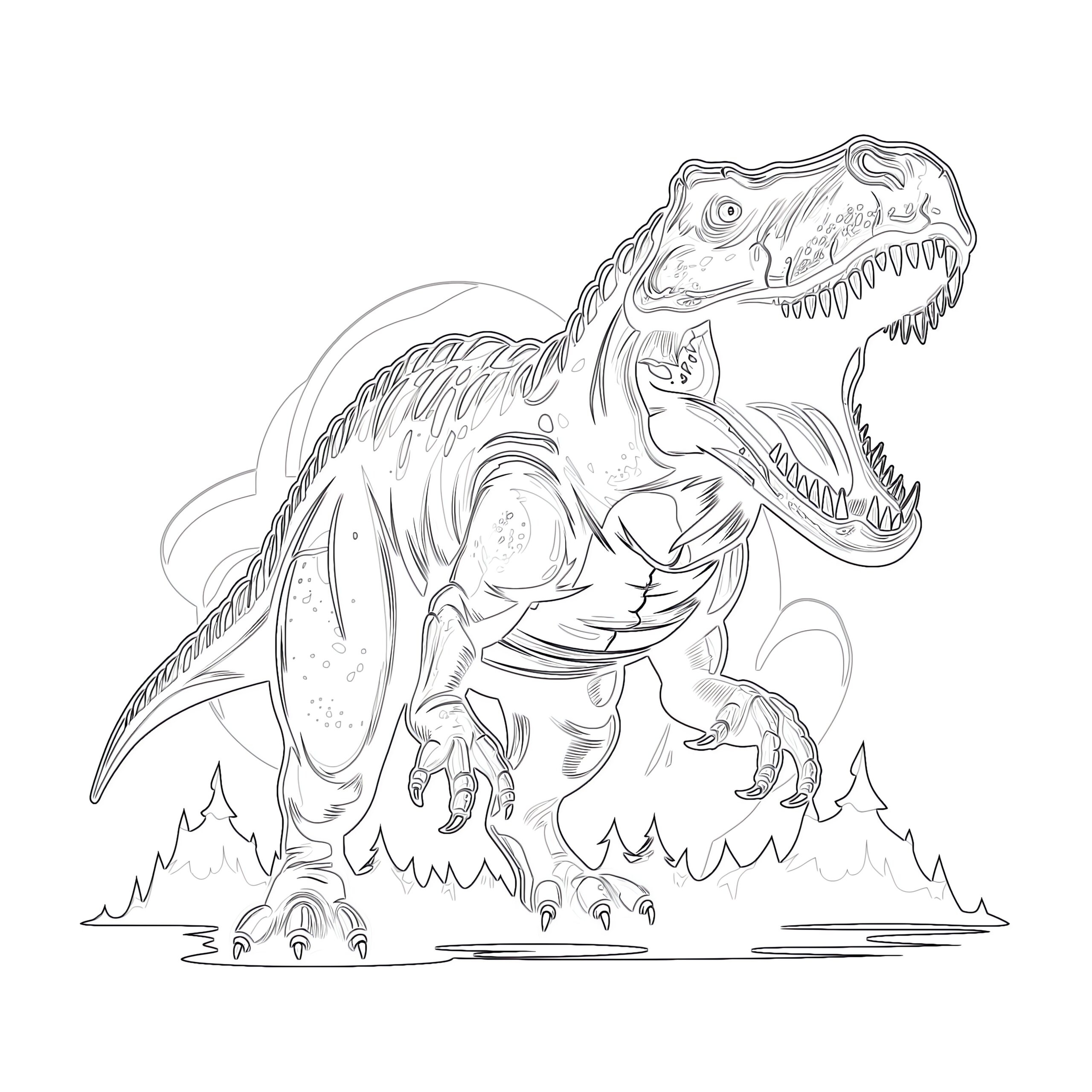 t rex colouring in page