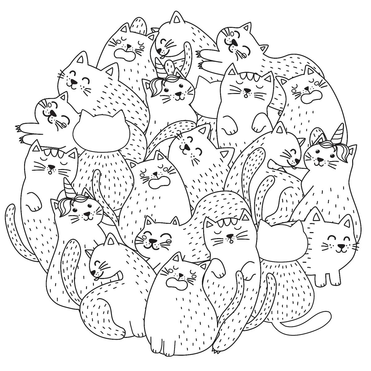 Colouring Pages Cute Cat Canvas jelly