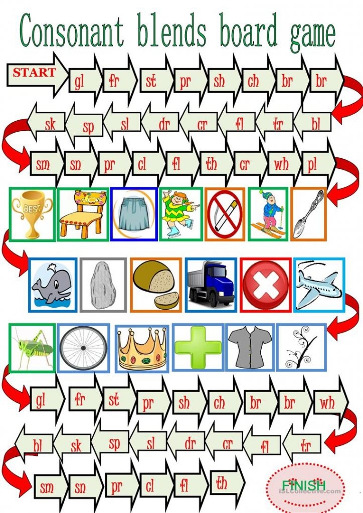 Consonant Blends Board Game Worksheet Free Esl Printable Free