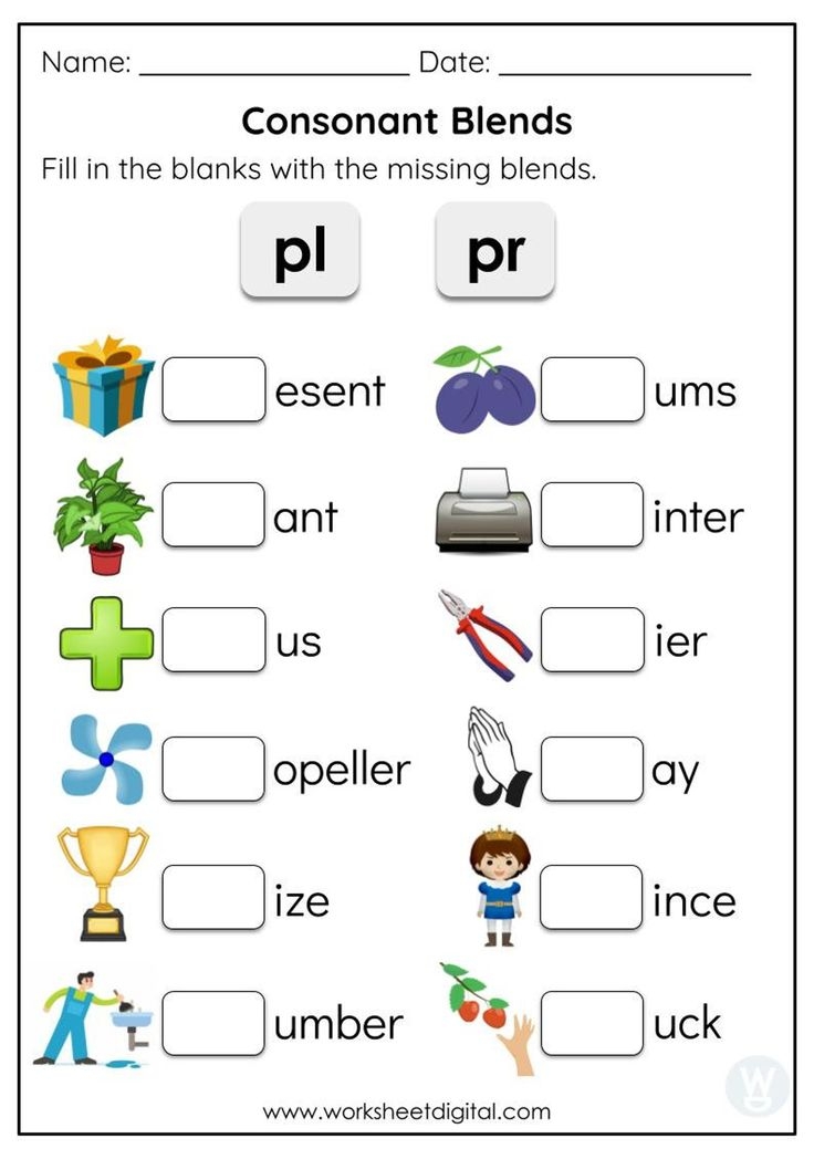 Consonant Blends Worksheets For Kindergarten Preschool Homeschool