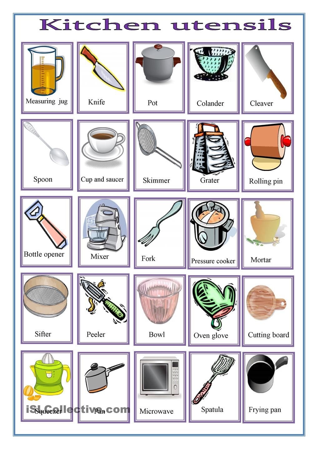 worksheets for kids cooking class