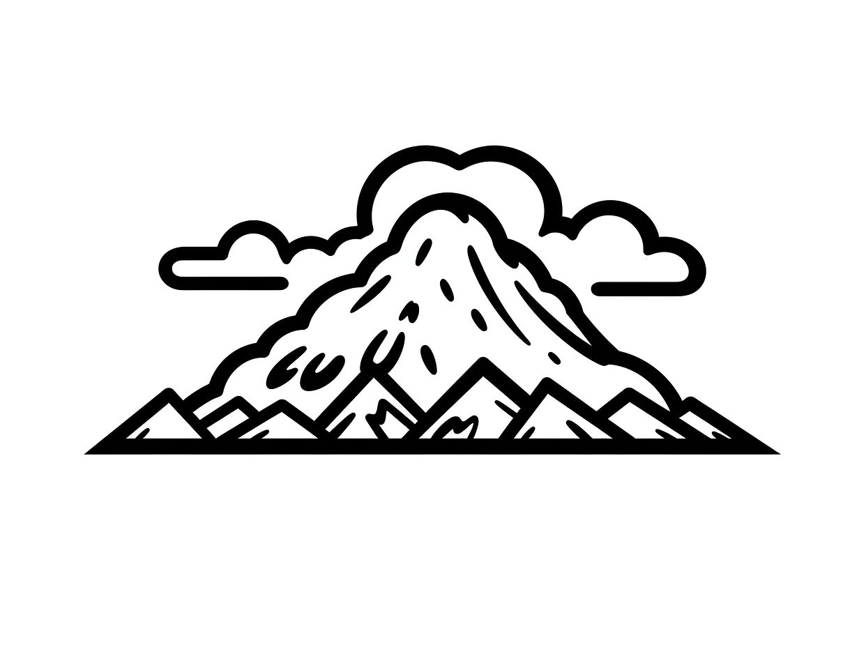 Cool Volcano Drawing To Color Coloring Page