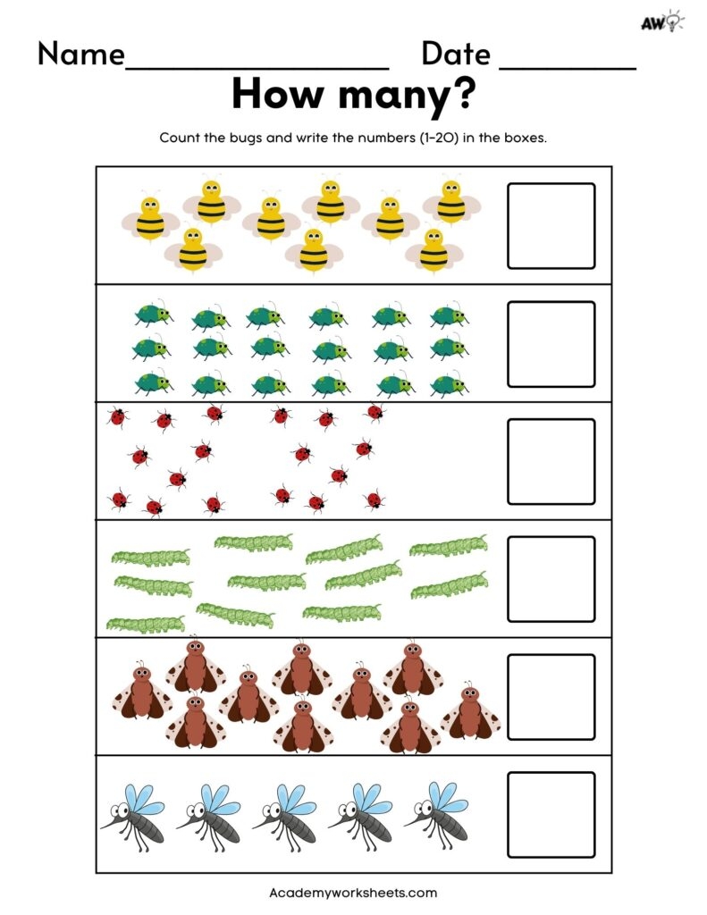 Count And Match Worksheets 1 20 Academy Worksheets Worksheets Library