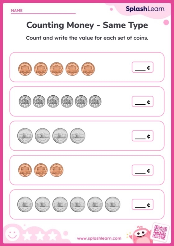 printable worksheet counting money