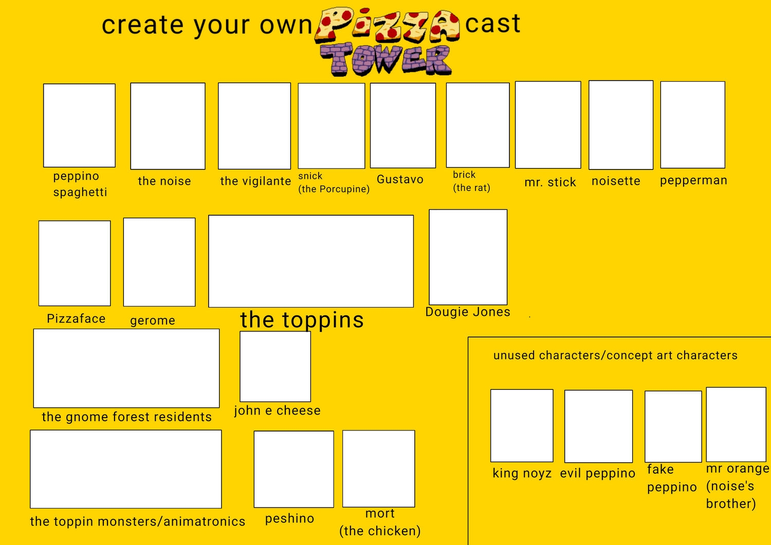 Create Your Own Pizza Tower Cast Blank Template Imgflip