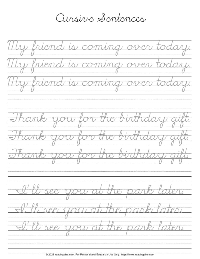 cursive worksheets printable