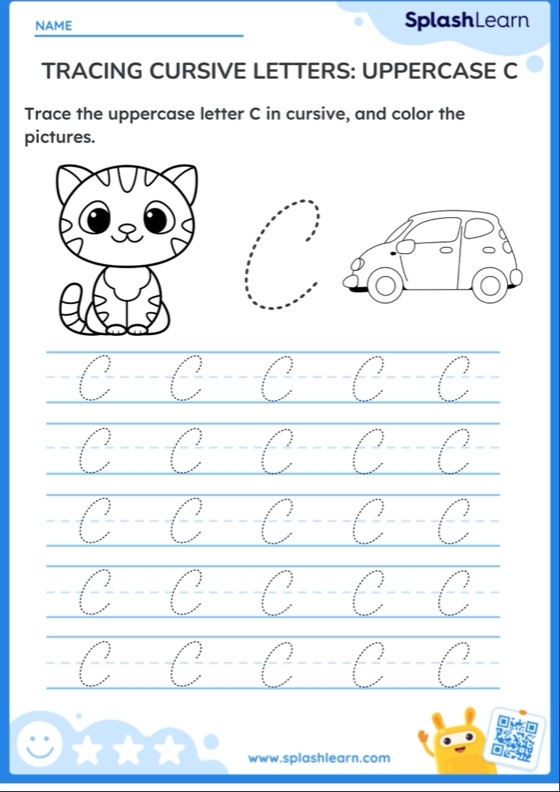 Cursive Letter C Practice Sheet Free Printable Infoupdate