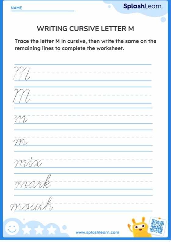 Cursive Letter M Trace And Write The Letters Printable ELA Worksheet