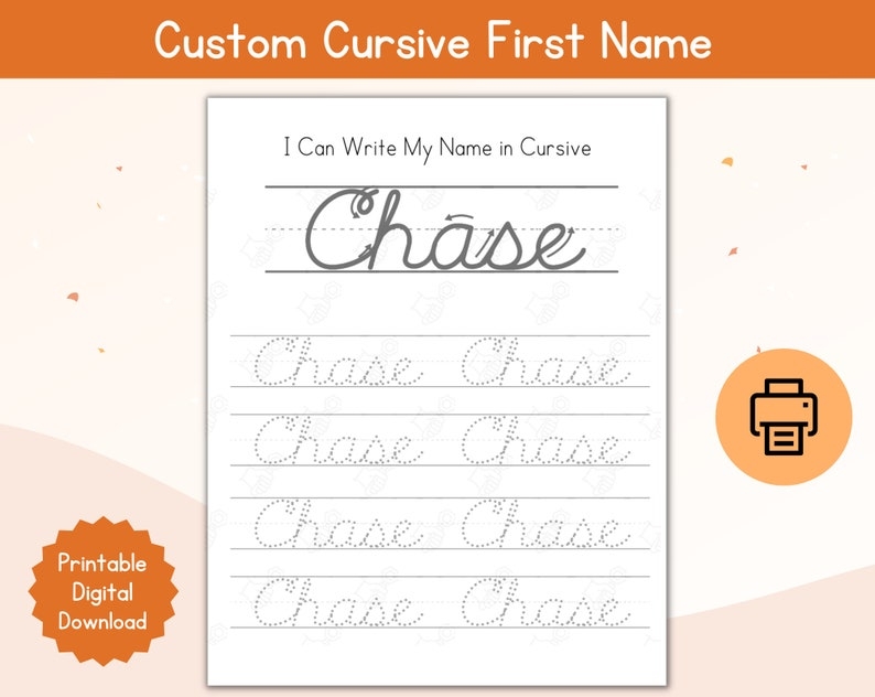 Cursive Name Tracing Custom Worksheet Personalized First Name Cursive 