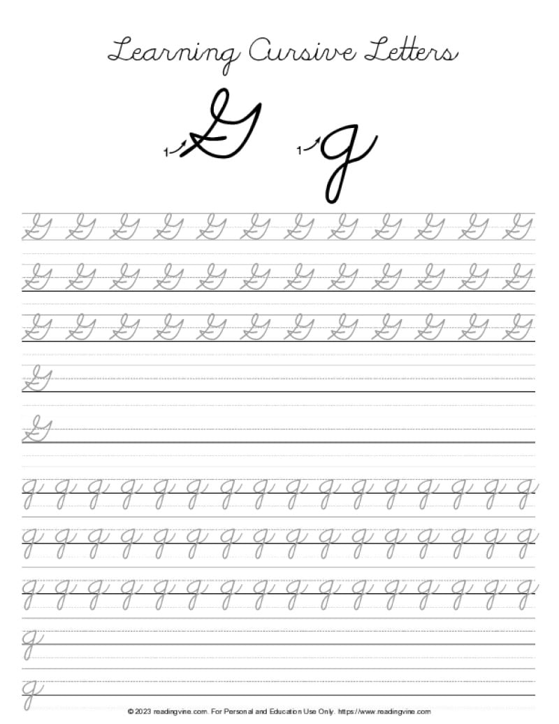 letter g writing practice