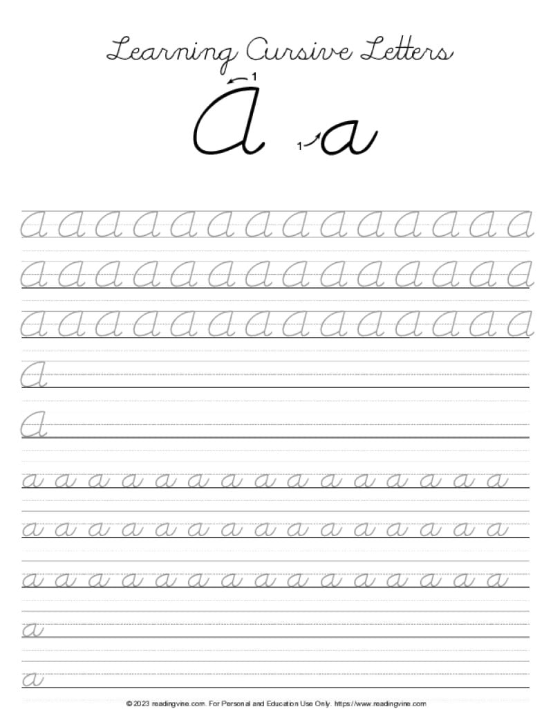 Cursive Writing Practice Sheets PDF ReadingVine