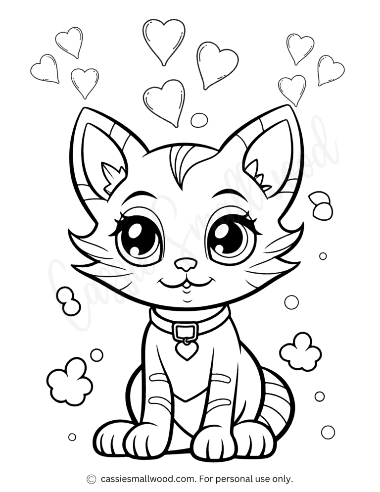 build a cat coloring page