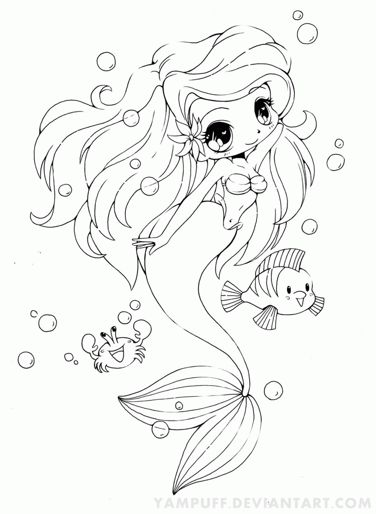 coloring page mermaid